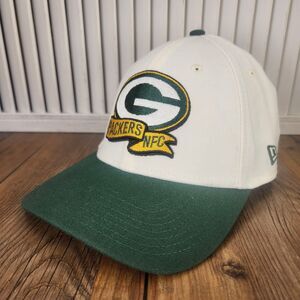 Green Bay Packers New Era 39thirty Hat Cap L/XL White Green NFL Fitted Stretch